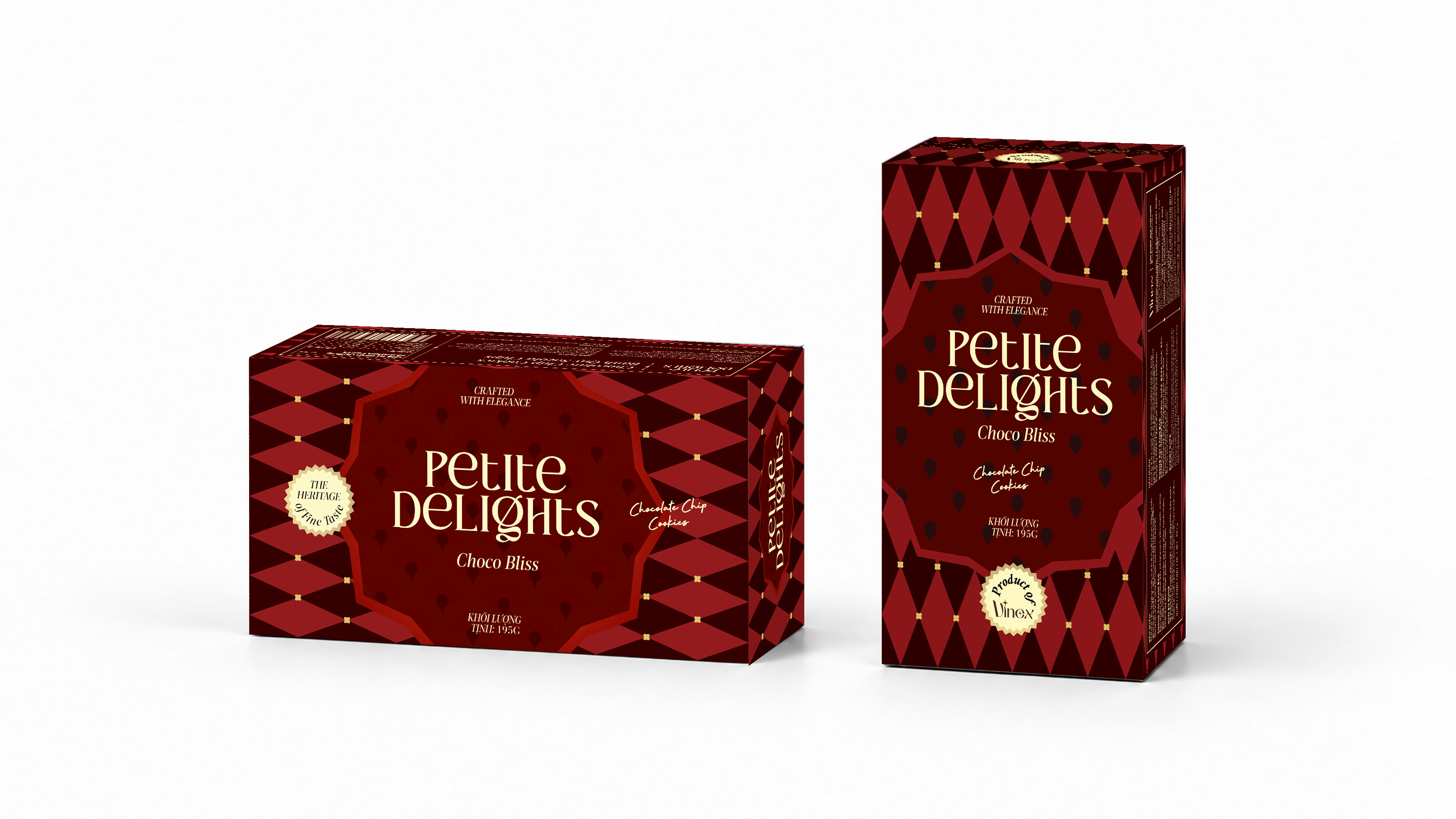 Bánh quy socola chips Petite Delights hộp giấy 195g màu đỏ
