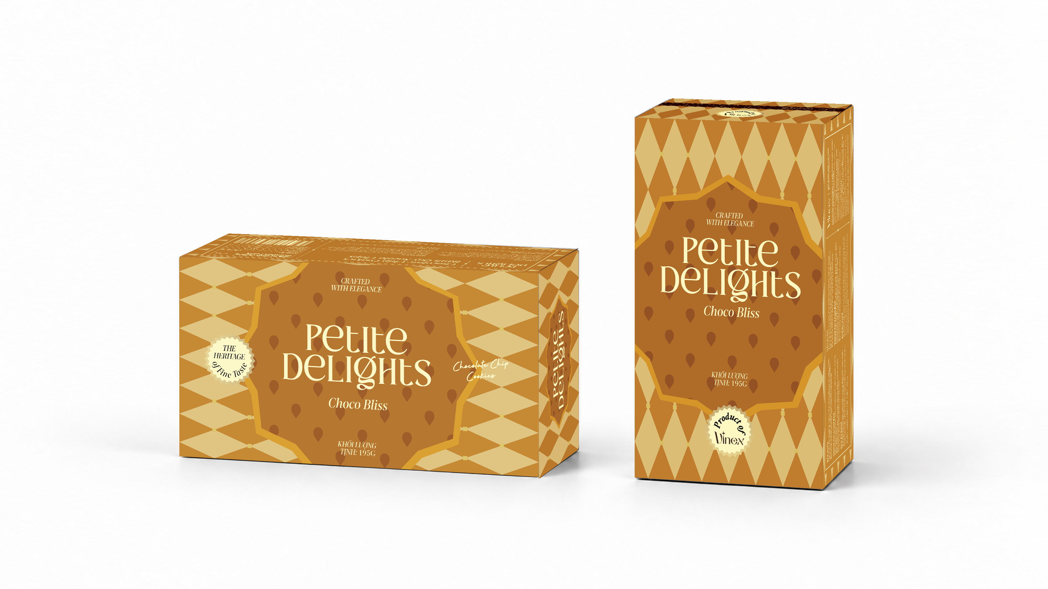Bánh quy socola chips Petite Delights hộp giấy 195g màu vàng