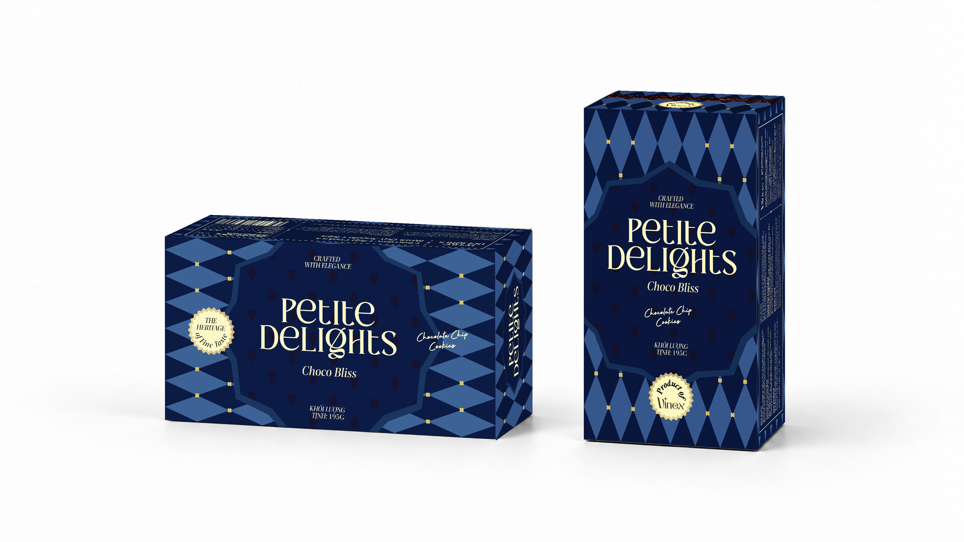 Bánh quy socola chips Petite Delights hộp giấy 195g màu xanh