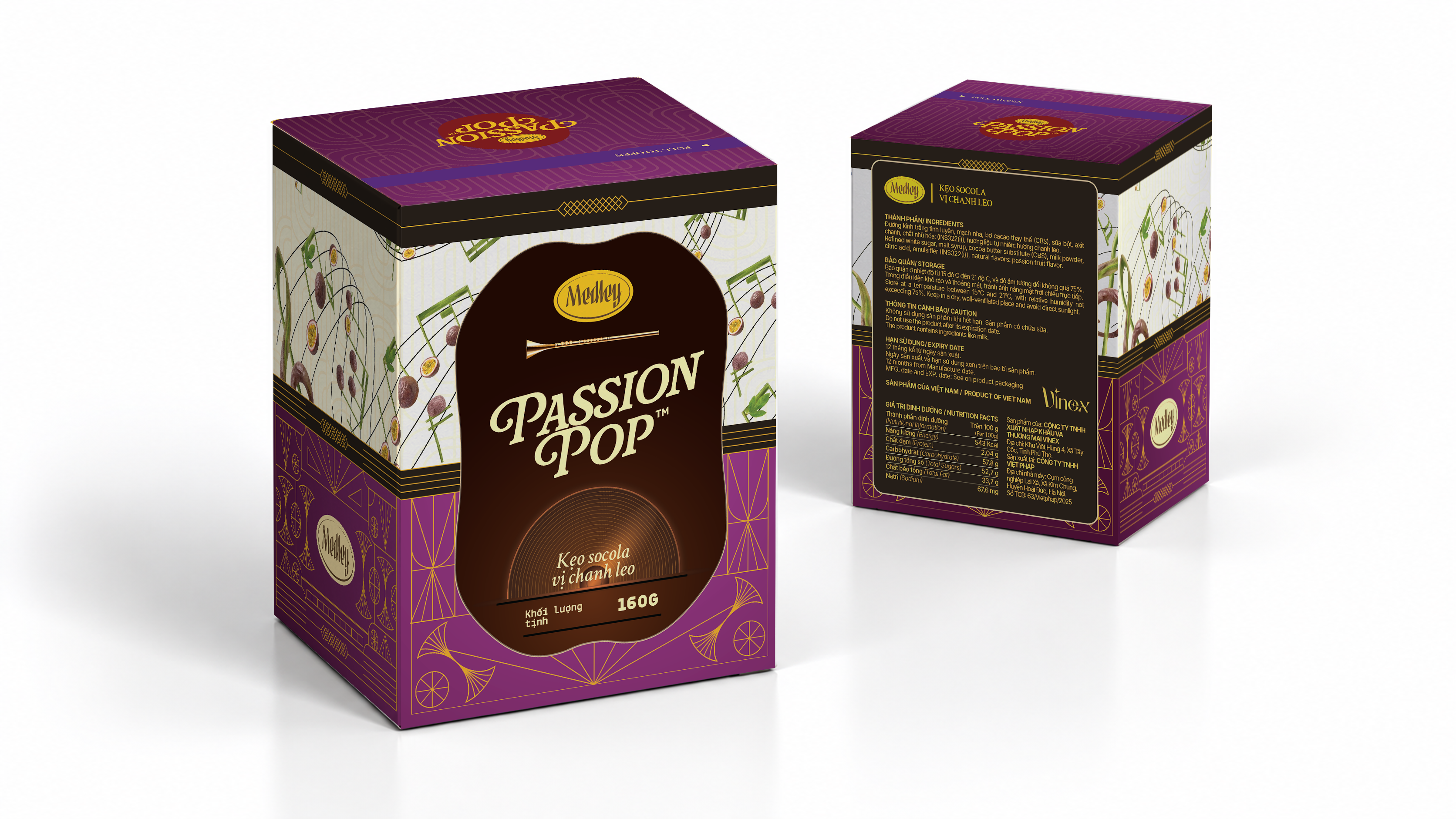 Kẹo socola vị chanh leo Medley hộp giấy 150g