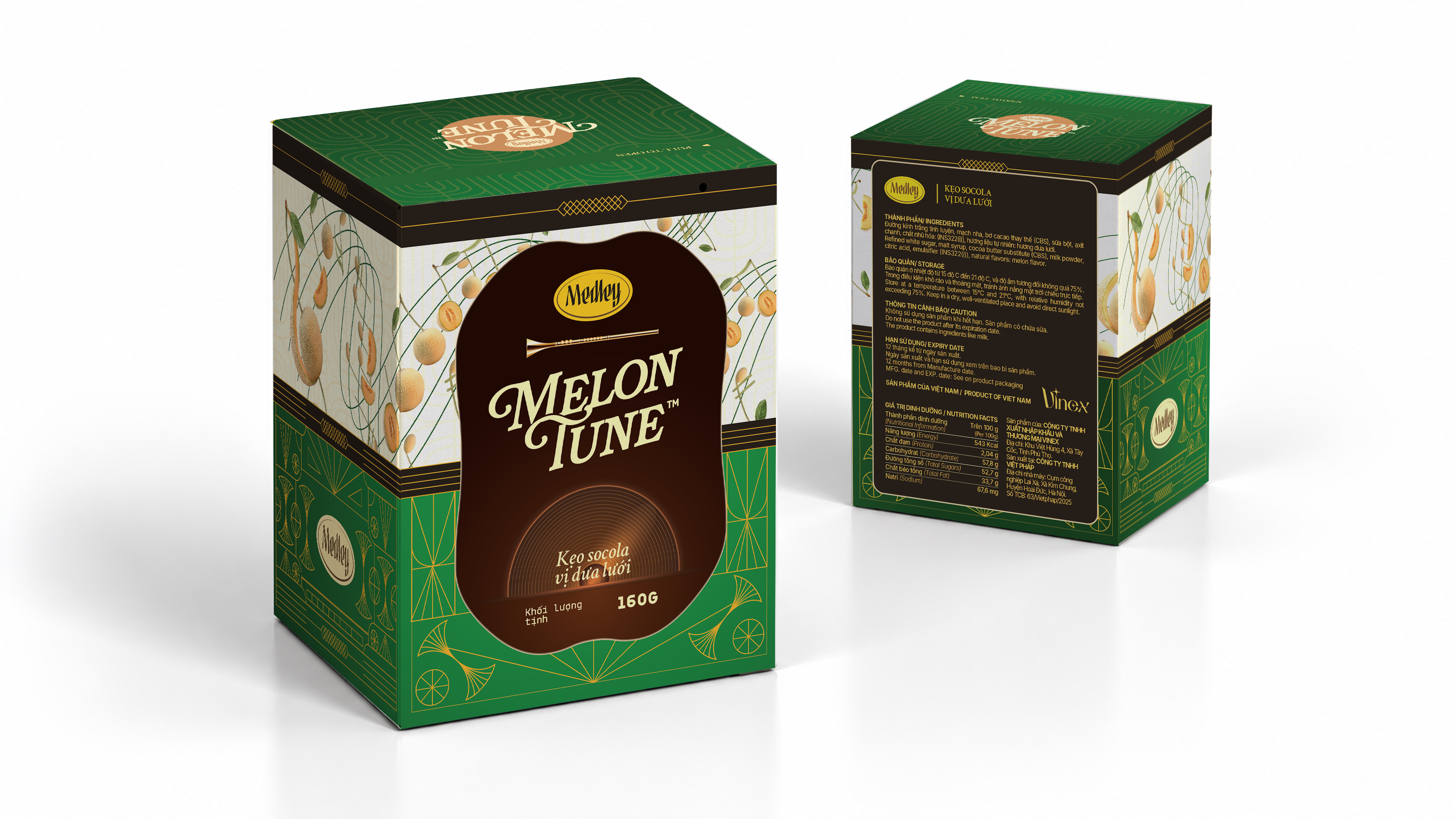 Kẹo socola vị dưa lưới Medley hộp giấy 150g