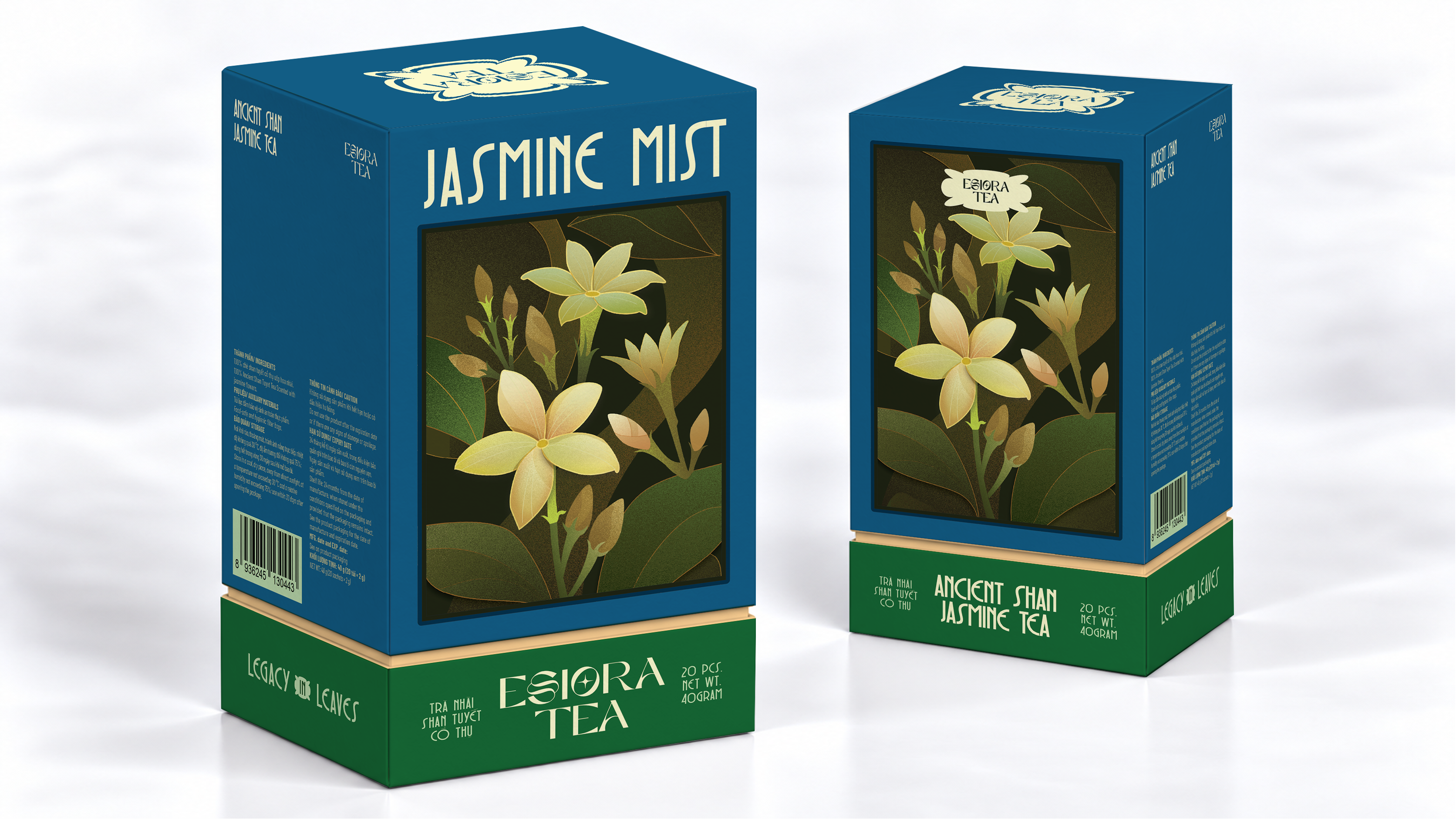 Trà nhài Shan Tuyết Cổ Thụ Essiora Tea (Trà túi lọc 20 túi x 2g)