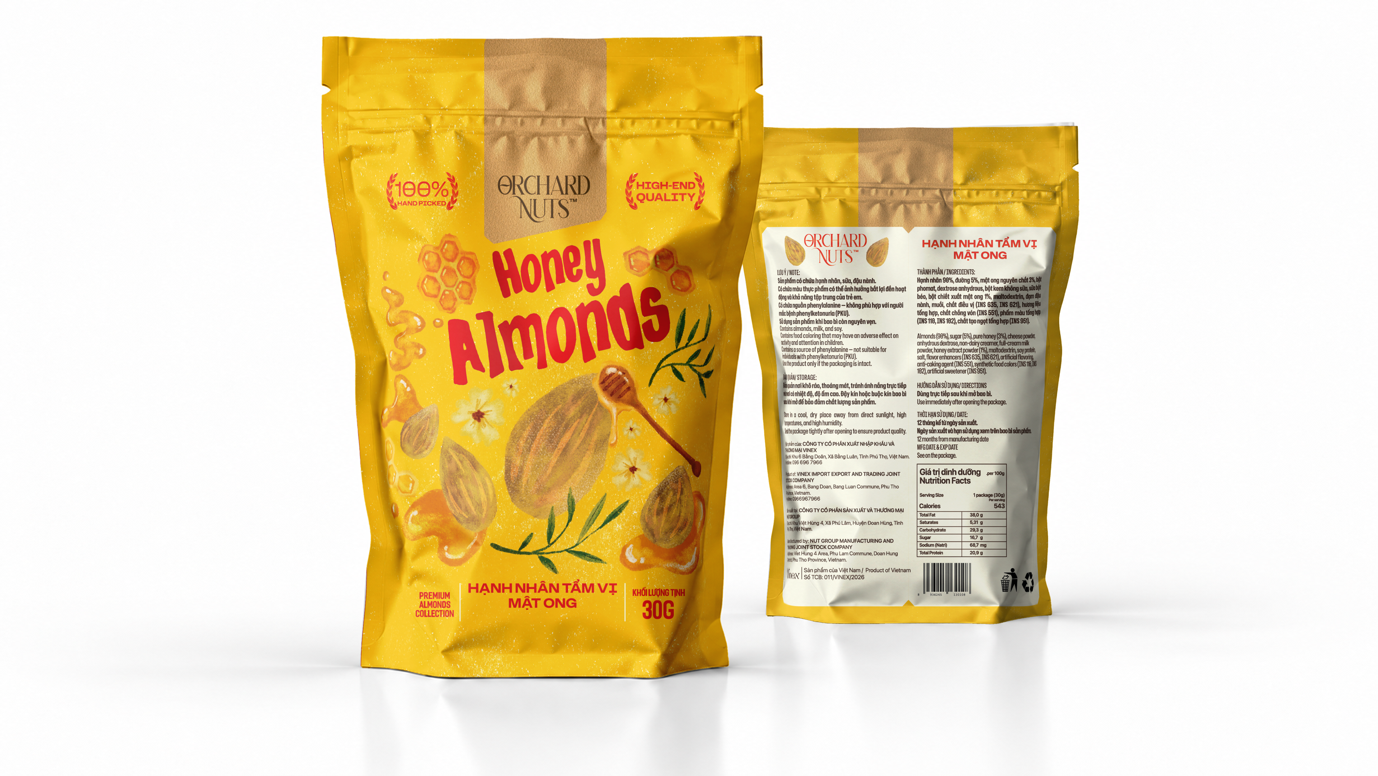 Hạnh nhân mật ong Orchard Nuts túi 30g