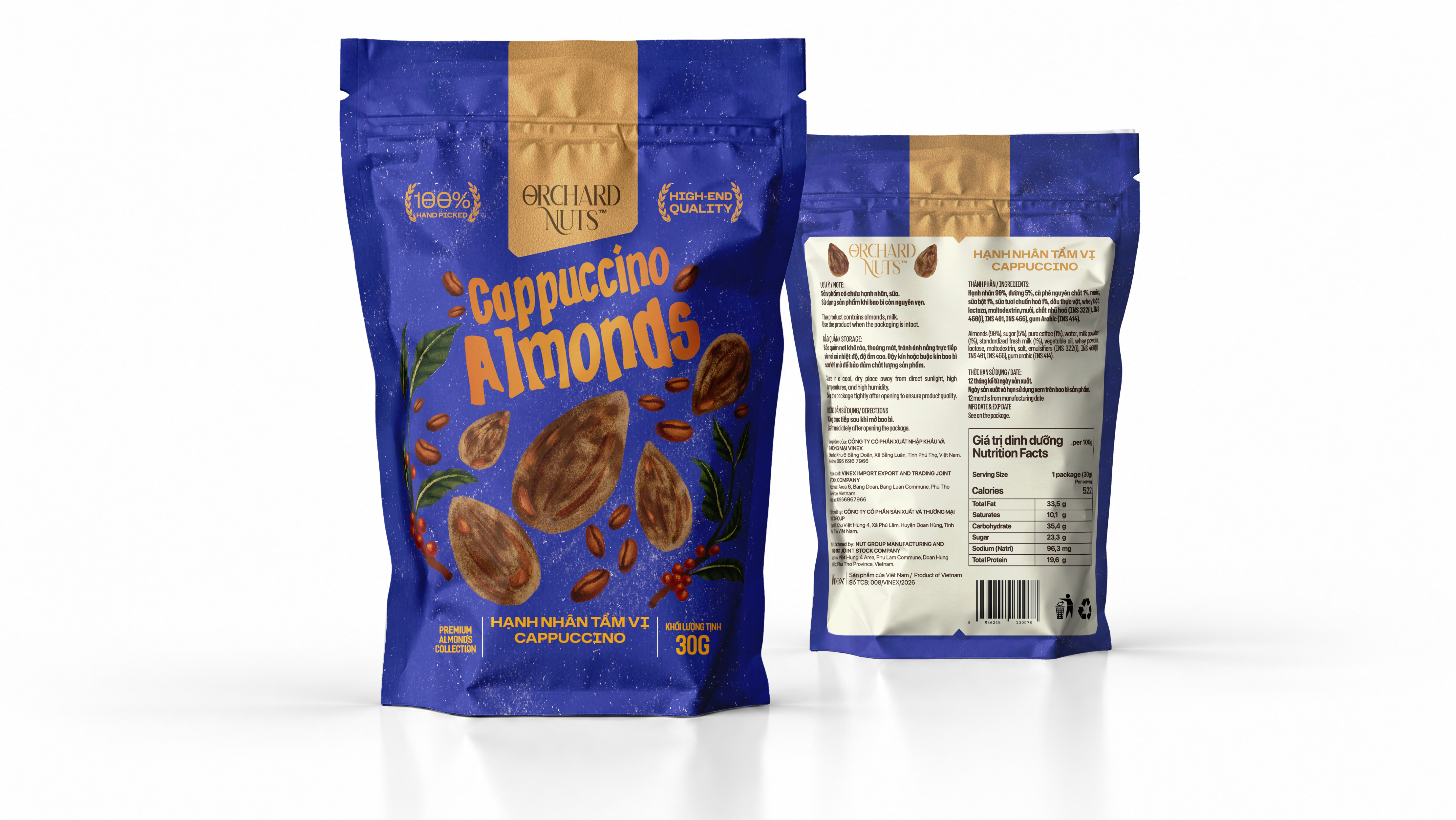 Hạnh nhân capuchino Orchard Nuts túi 30g