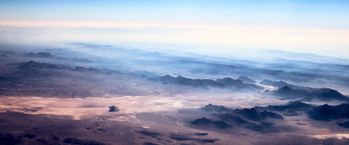 Photograph: aerial mountains morning light