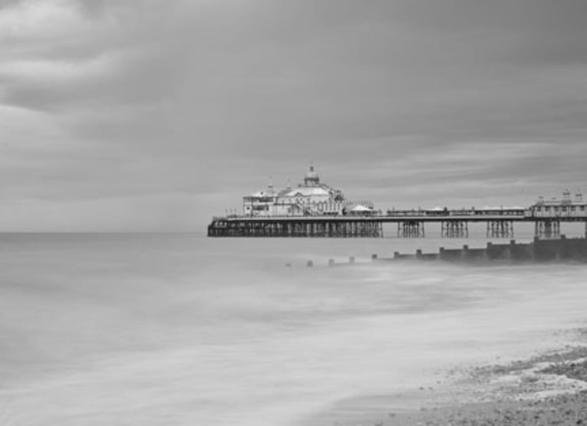 Photograph: coastal pier moody seascape