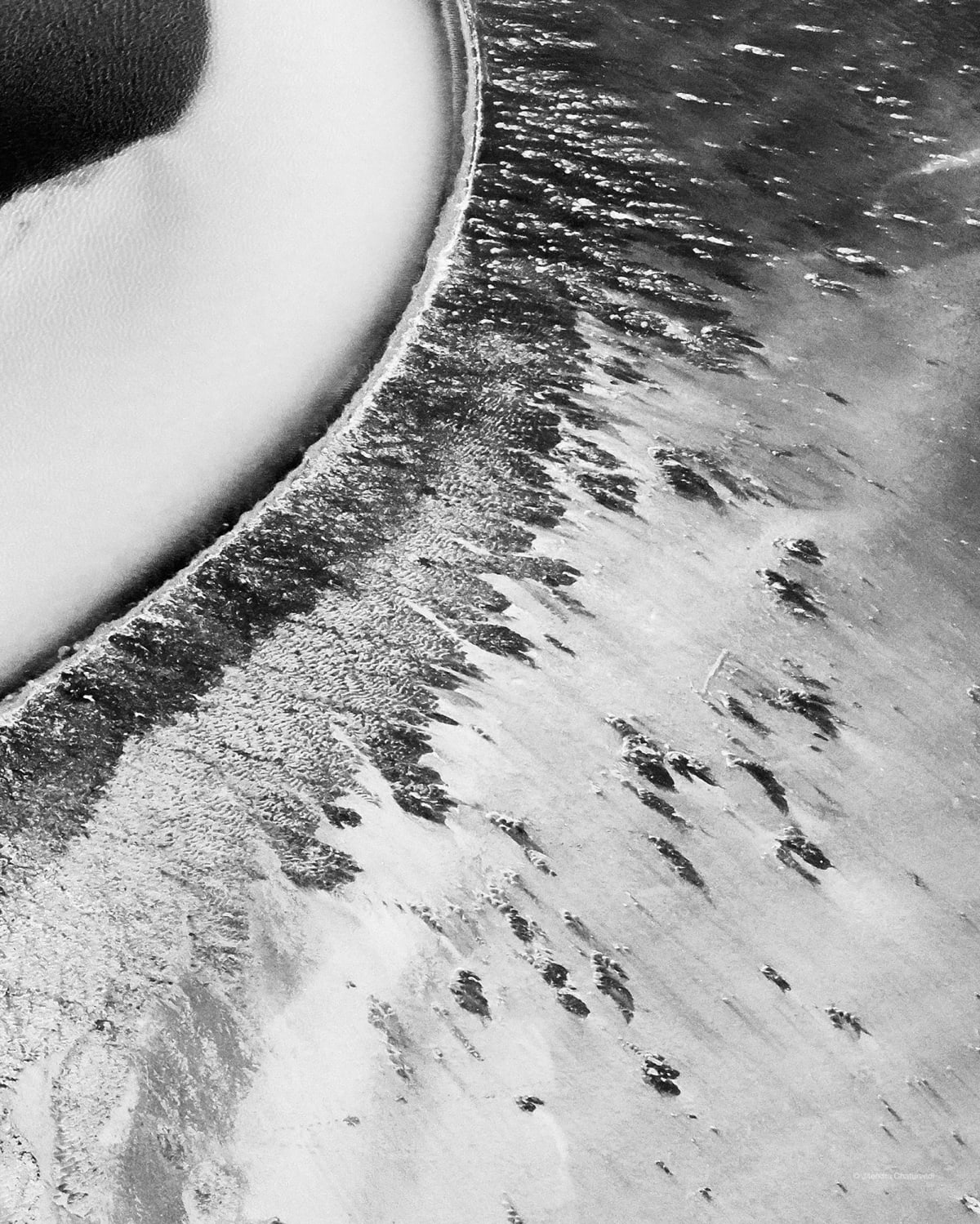 Photograph: coastline shadow bw