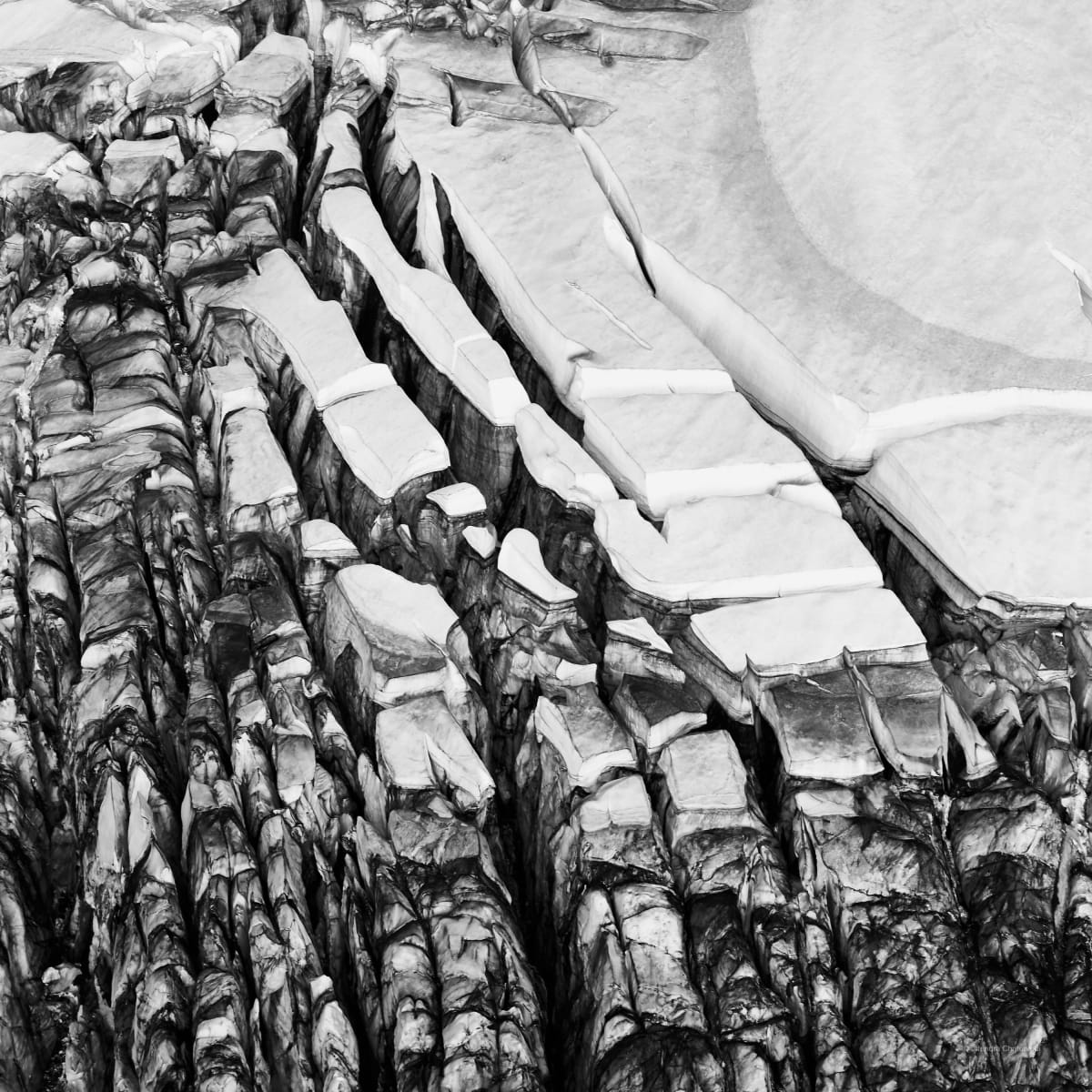 Photograph: river delta aerial bw