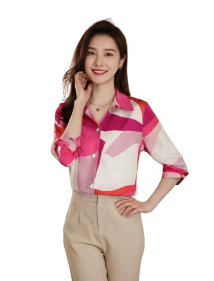 BLUMAIRE Shirts for Women | Korean Style Long Sleeve |Printed Stylish Shirt for Office & Casual Wear