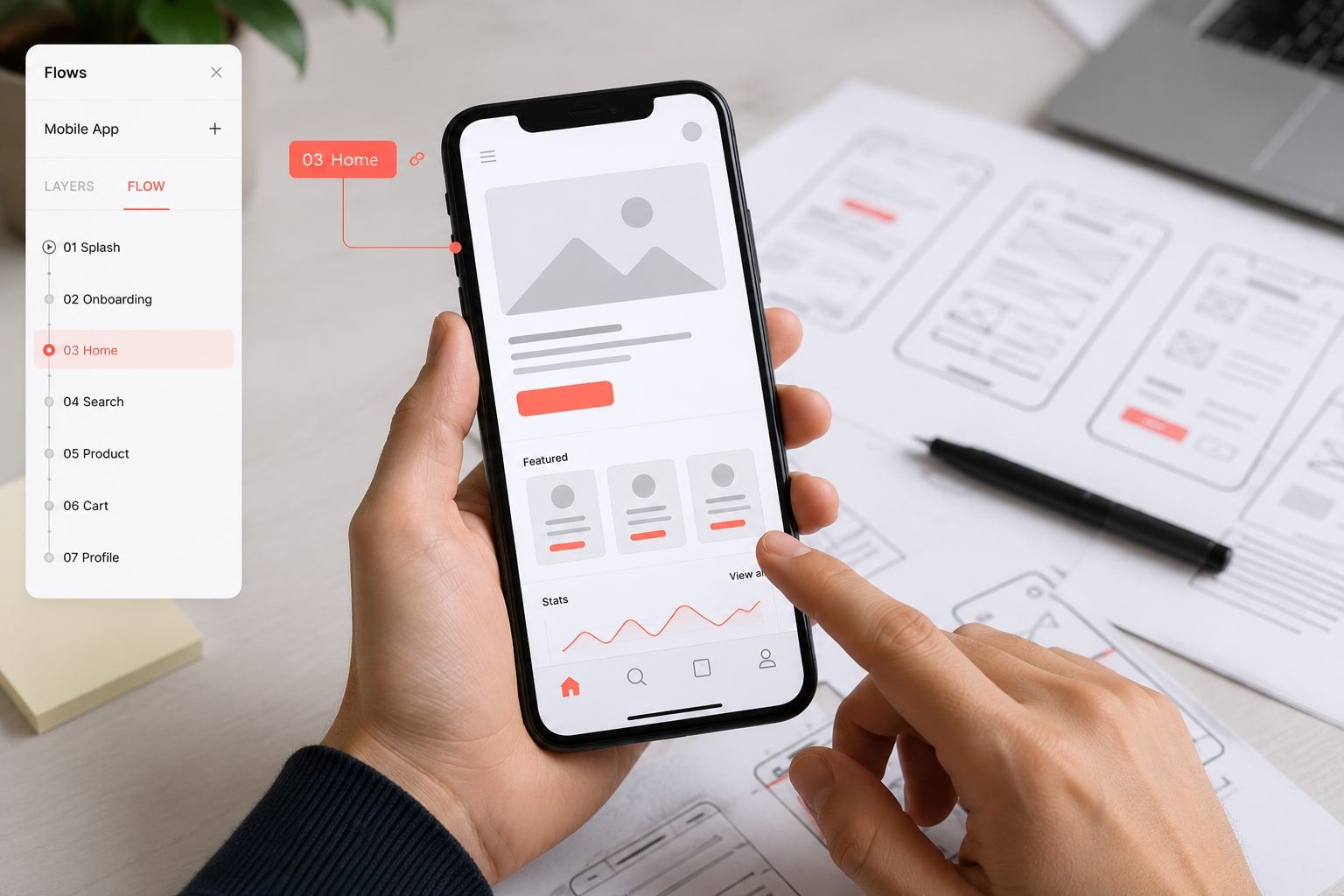 Interactive prototype testing on device