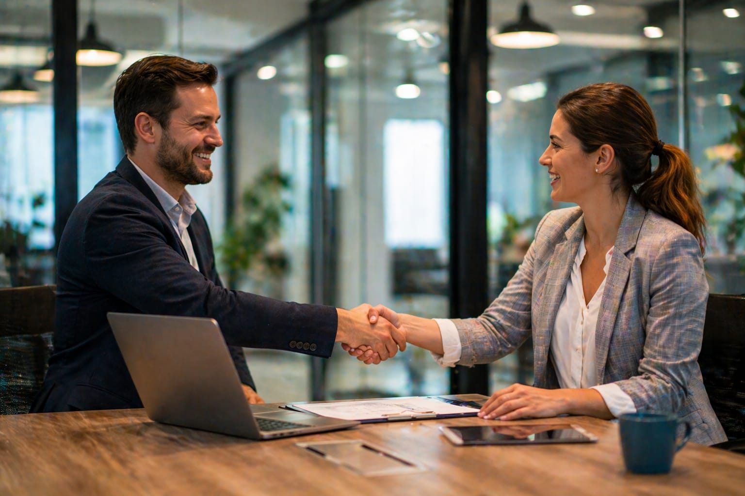 UpRango client partnership and handshake moment