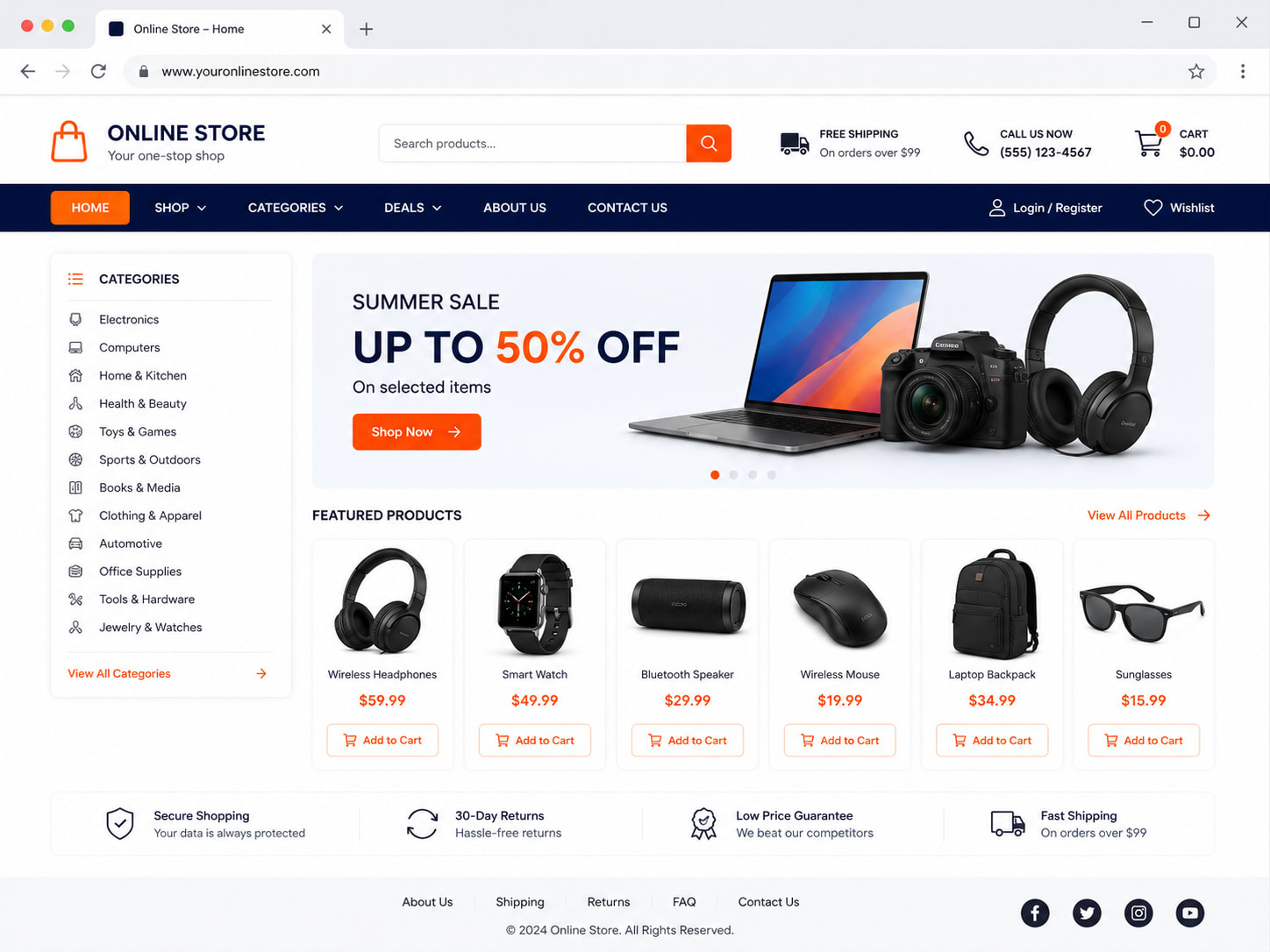 Modern WooCommerce online store after the Tech Striker rebuild
