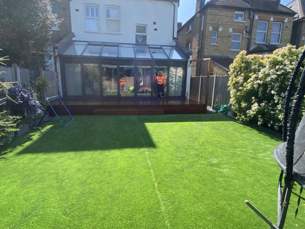 Streatham garden after renovation with pavers and shed