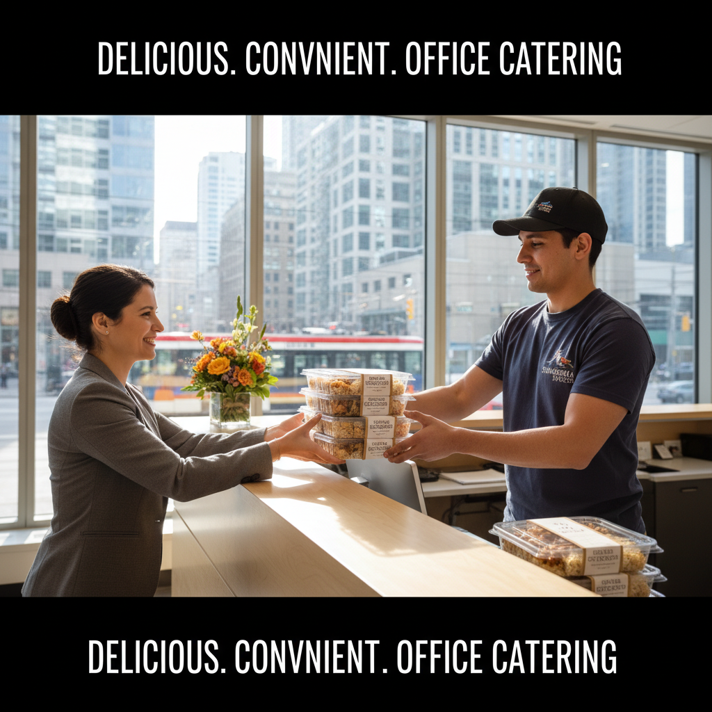 Office catering delivery of chicken shawarma and rice boxed meals on College Street in Toronto