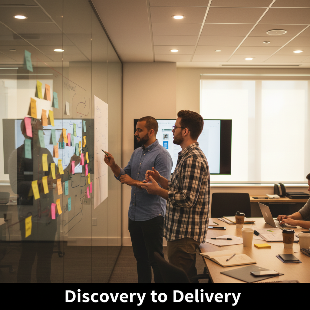 Discovery workshop in Vaughan, ON showing user journey mapping for a bespoke software development service