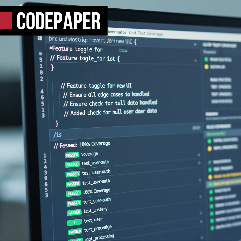 Close-up of CI/CD dashboard and test coverage for custom software development services quality assurance