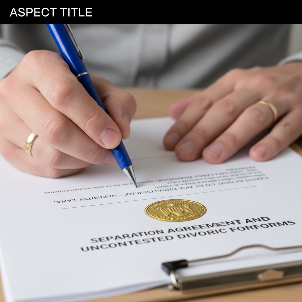 Signing separation agreement and uncontested divorce forms with notary seal in Toronto, handled by an uncontested divorce lawyer