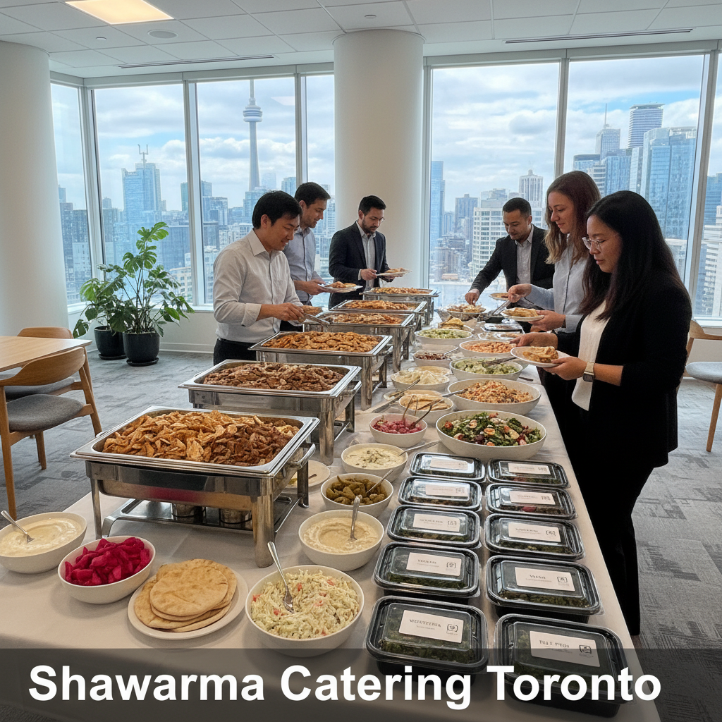 Shawarma catering Toronto buffet and individually packaged meals for an office event