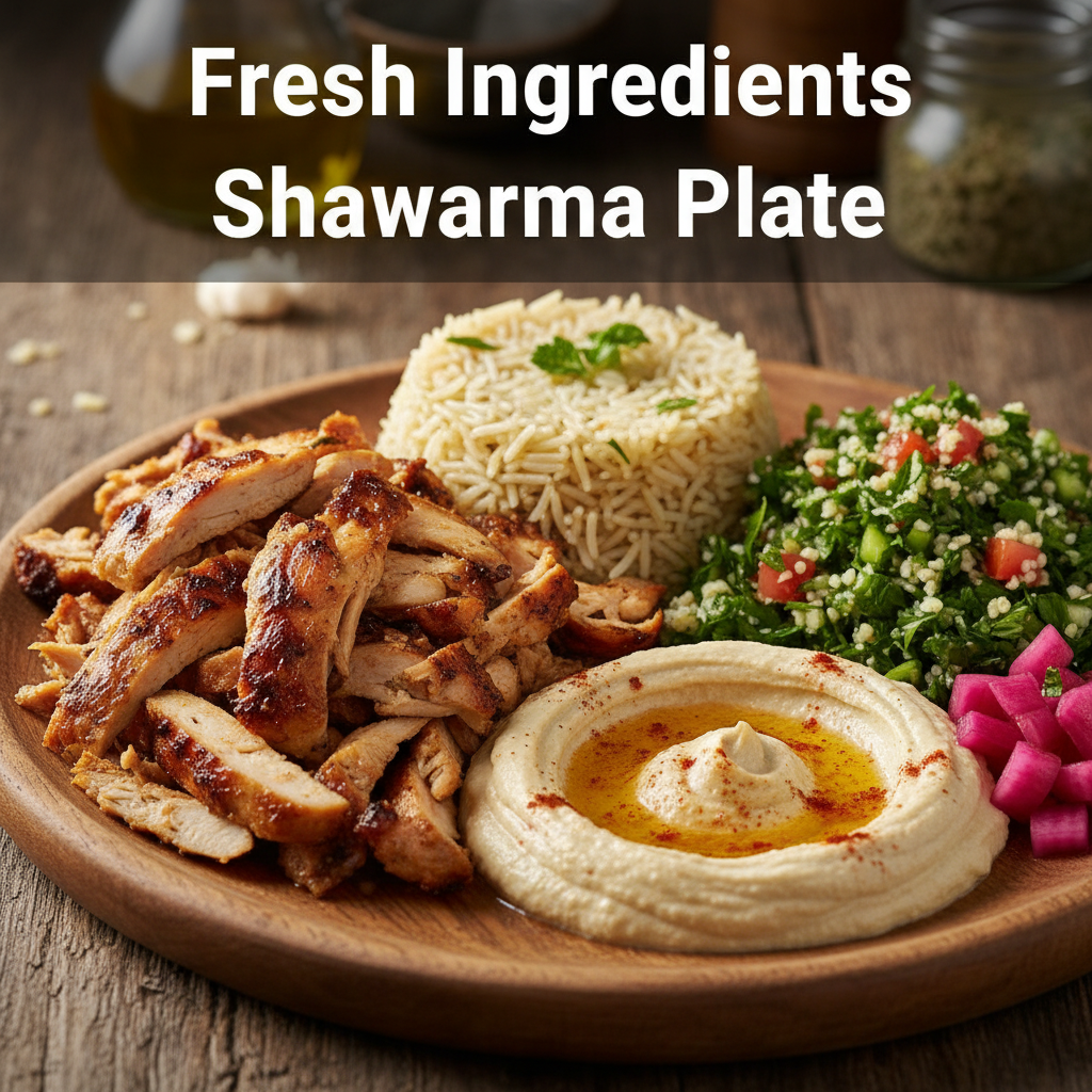 shawarma plates with fresh ingredients at a Middle Eastern restaurant in downtown Toronto