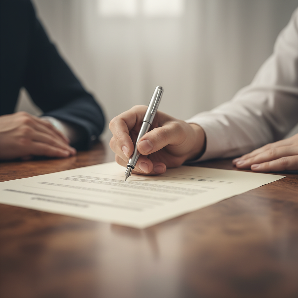 Signing Ontario power of attorney with eligible witnesses in Toronto, close-up of pen and hands