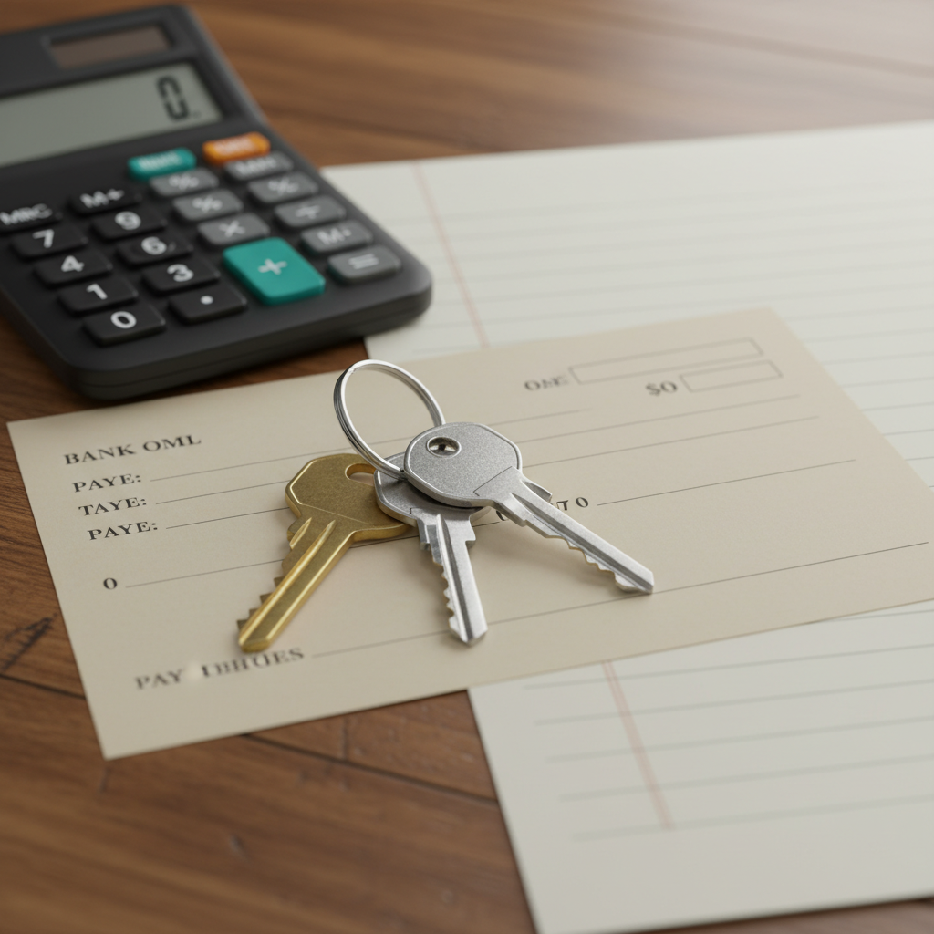 Close-up of keys, bank draft, and legal documents illustrating the real estate closing process in Ontario