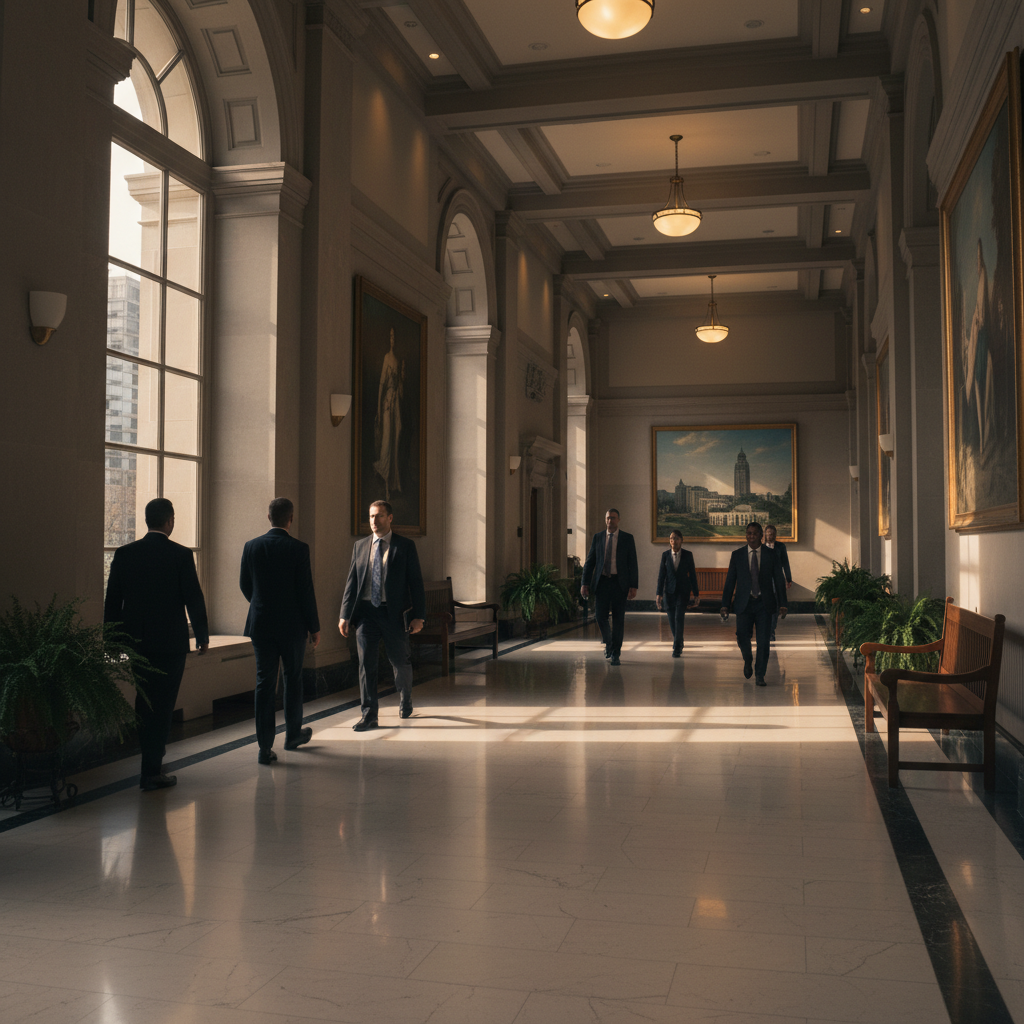Courthouse hallway in Toronto representing family law process steps, conferences, and settlements guided by an affordable family lawyer Toronto