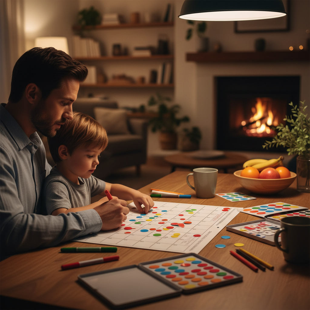 Parent and child in Toronto organizing a shared parenting calendar during separation