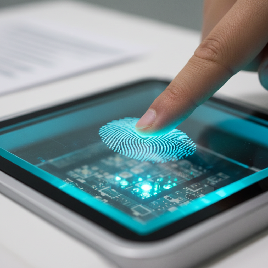 biometric fingerprint scan illustrating identity verification for Canadian citizenship background checks in Toronto application centers