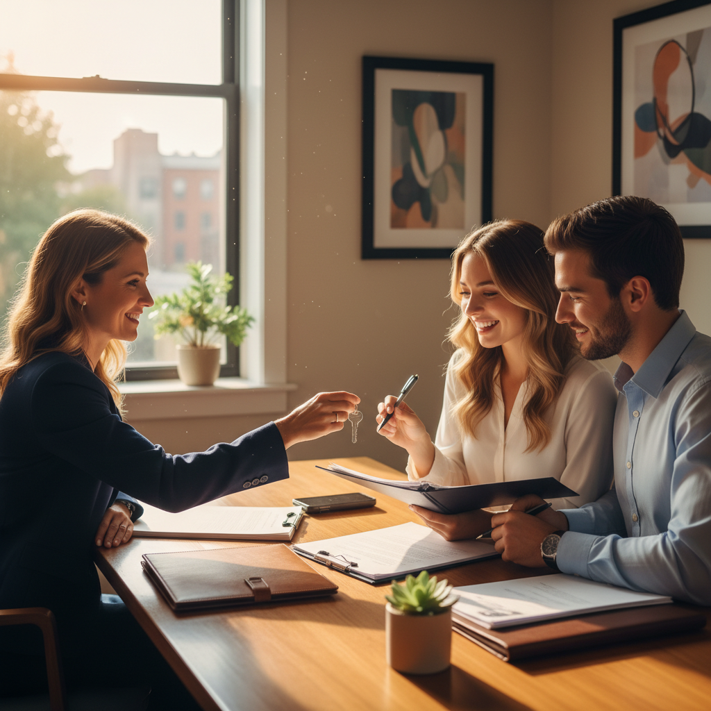 Clients and lawyer completing a real estate closing – applying contract drafting best practices to property transactions