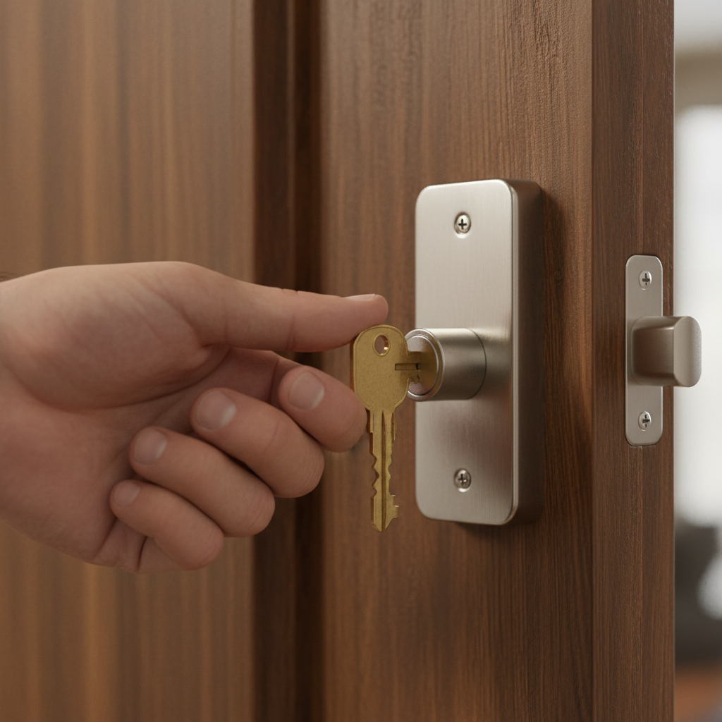 Close-up of apartment door deadbolt, symbolizing tenant insurance Ontario benefits for security and liability protection