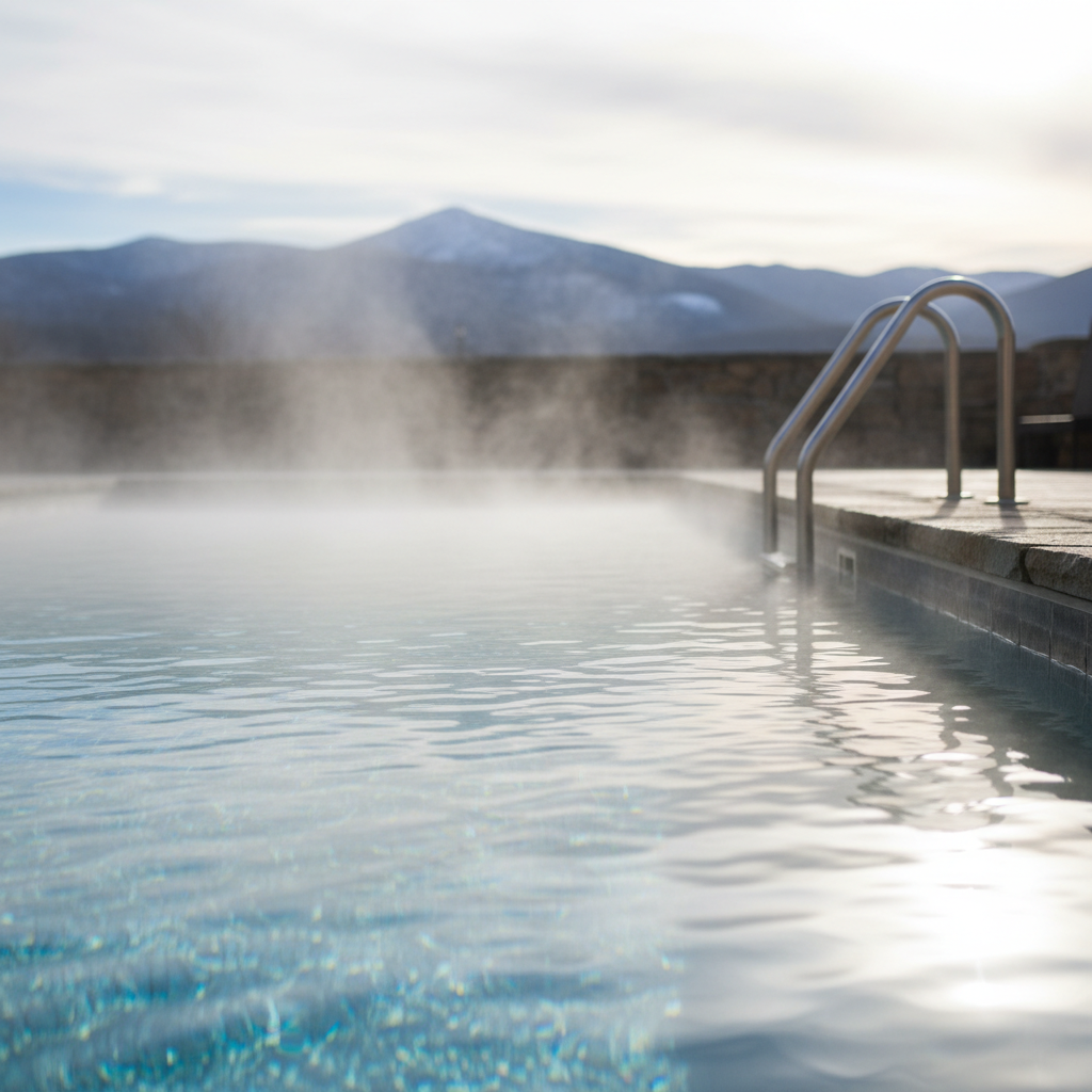 Outdoor heated pool at Briarcliff Motel in North Conway, perfect for a White Mountains family vacation basecamp