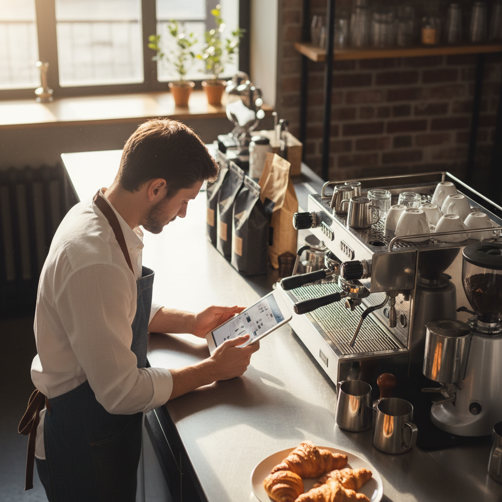 Top-down view of small Sydney cafe operations supporting tax deduction planning