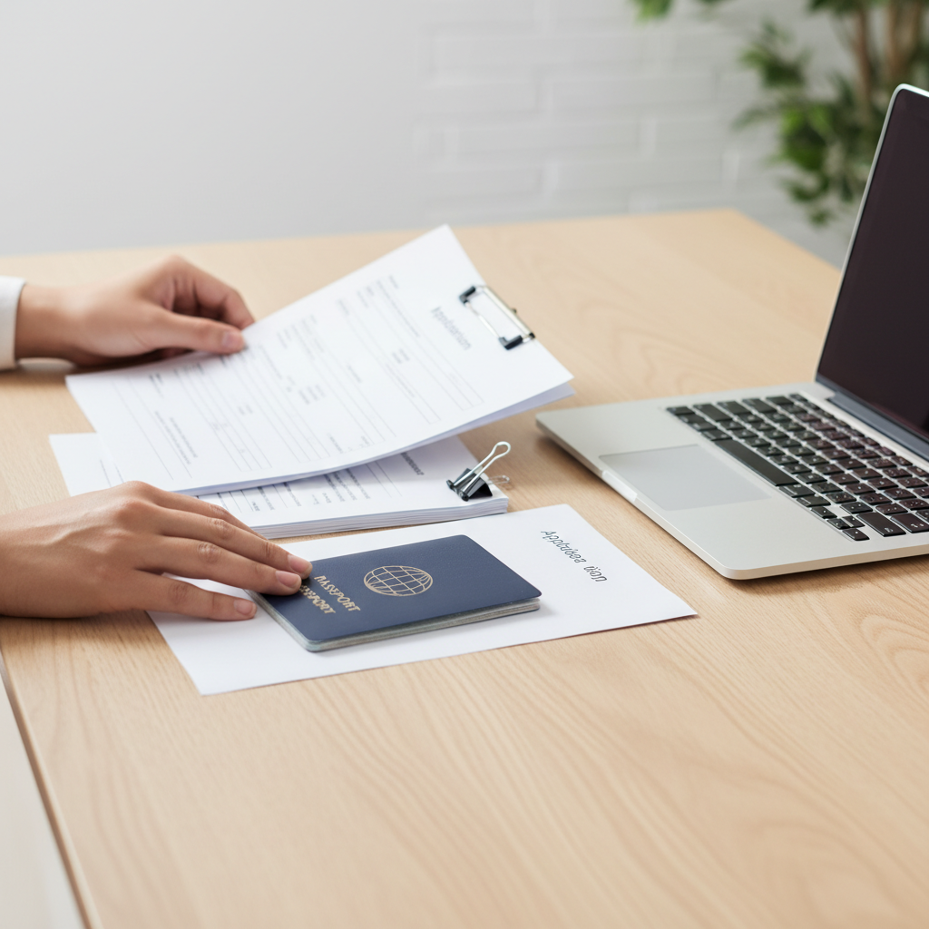 Close-up of passport and study permit documents for student visa Canada guide