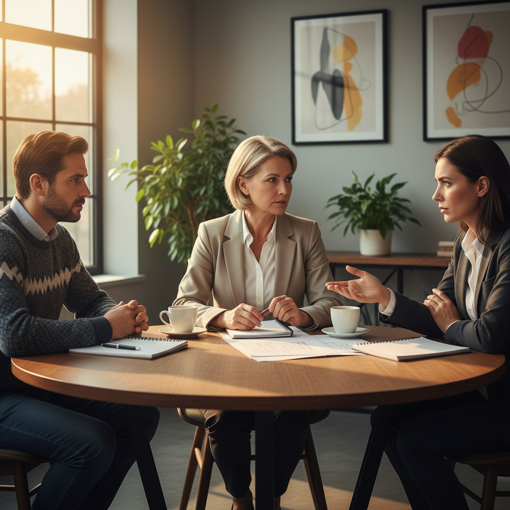 Mediation meeting with homeowners, developer, and neutral mediator in Toronto