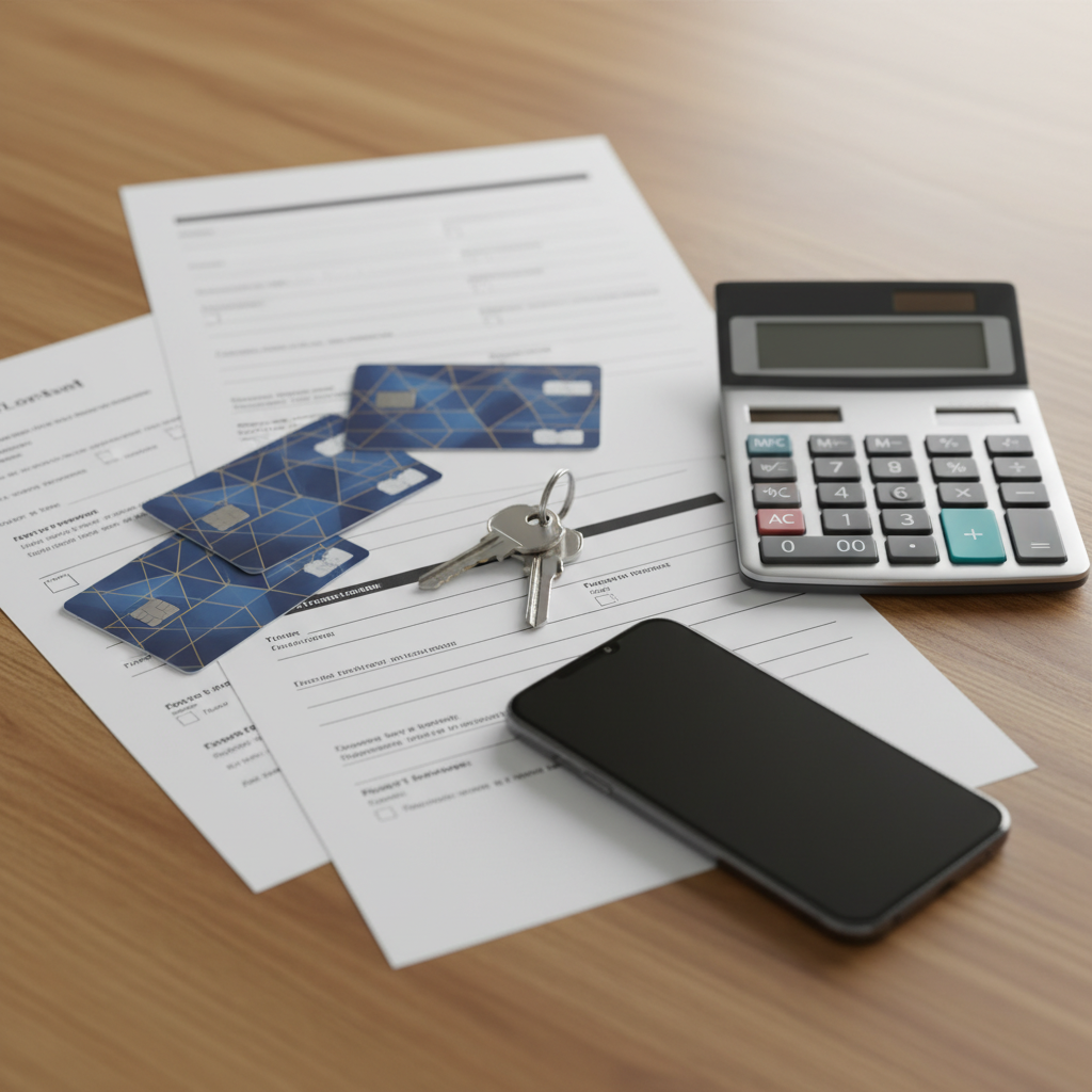 Close-up of Australian home loan documents, keys, and calculator for first home buyer loan requirements Australia