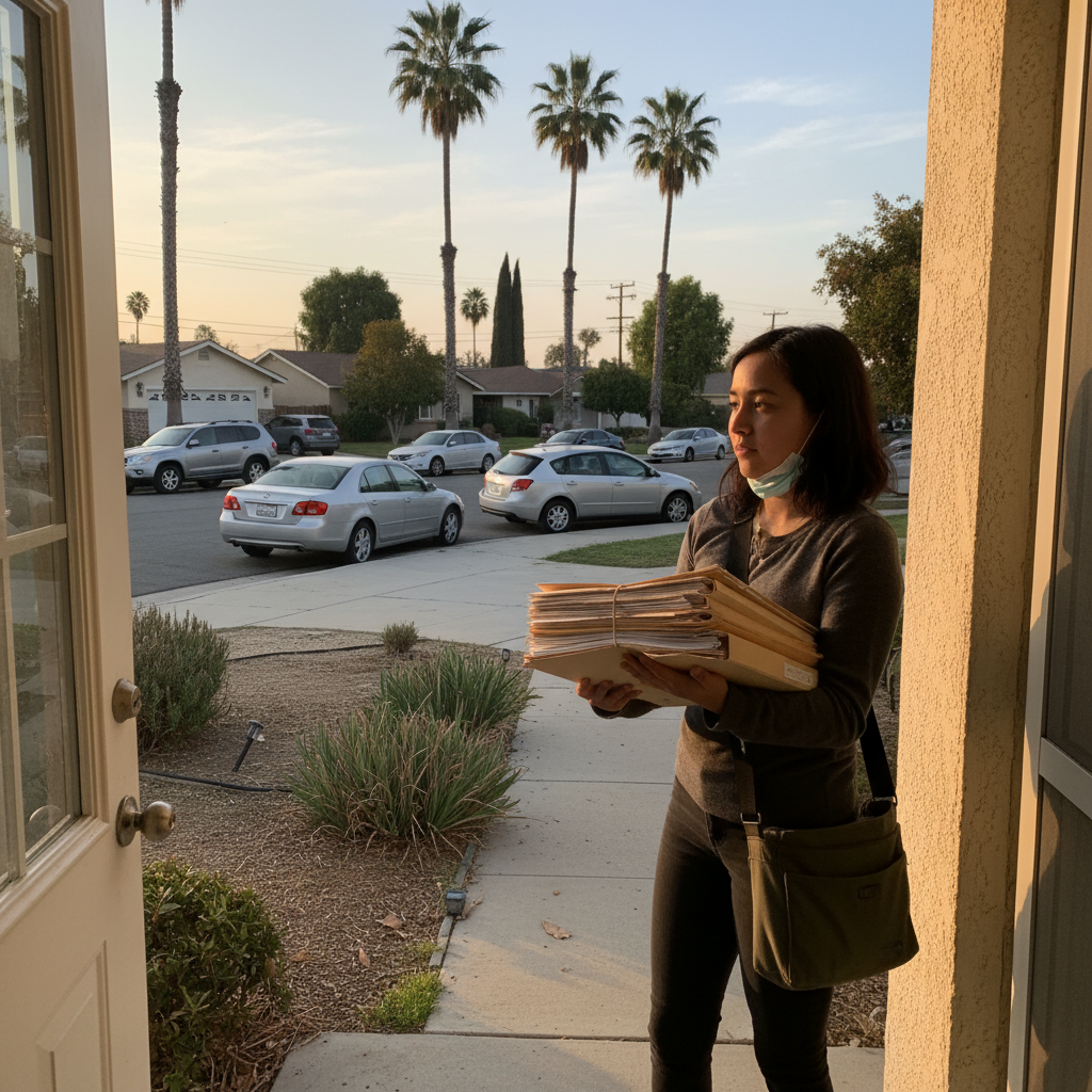 Courier delivering apostille documents in Van Nuys for California apostille certification process