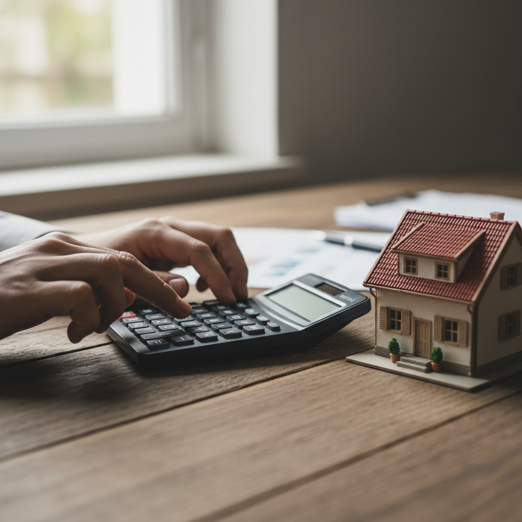 Mortgage refinance planning with calculator and house model for better rates in Australia