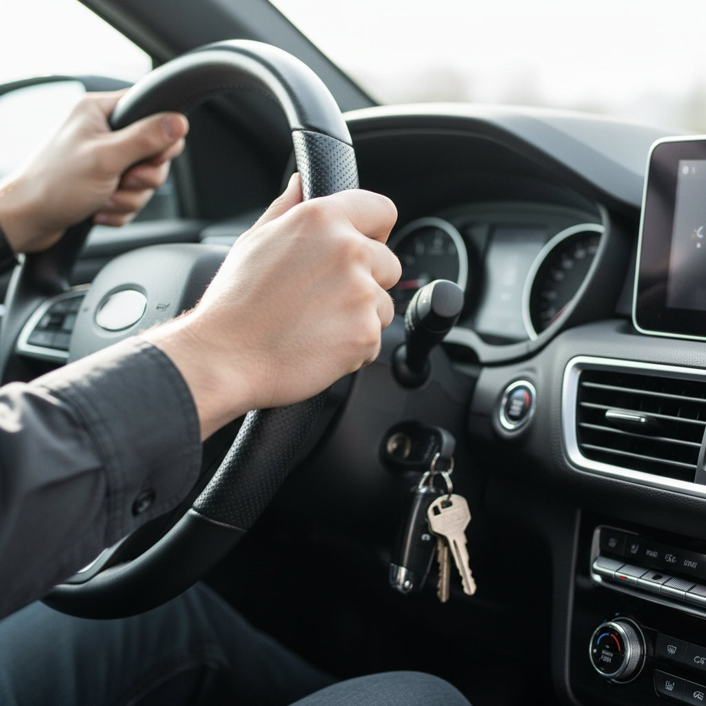 Close-up of driver hands on wheel symbolizing suspended license reinstatement Ontario steps