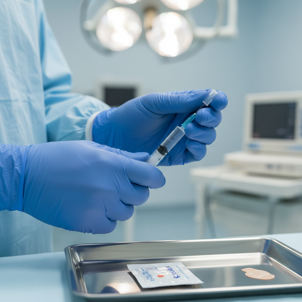 Close-up of healthcare professional preparing a long-acting buprenorphine injection for a men's health addiction treatment approach