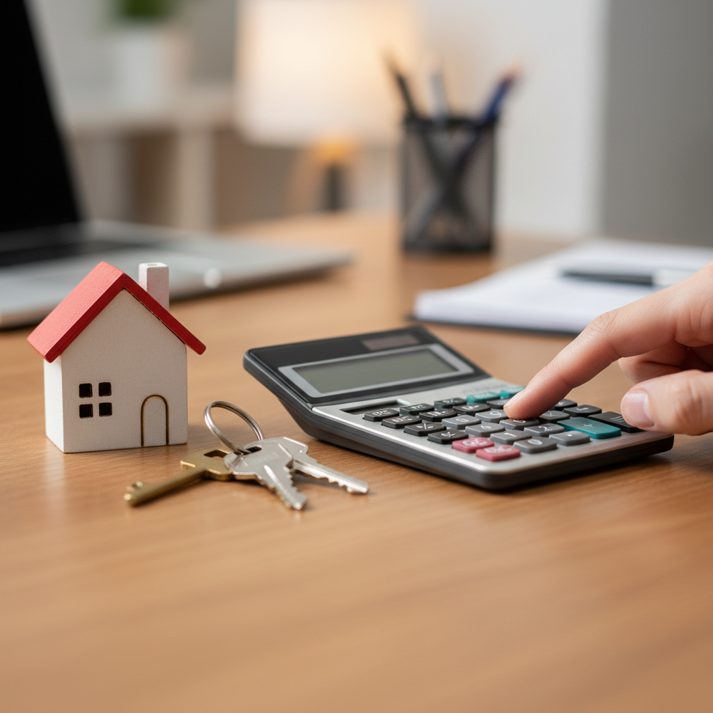 Close-up of a calculator with house keys illustrating a stamp duty calculator Australia estimate for property transfer duty