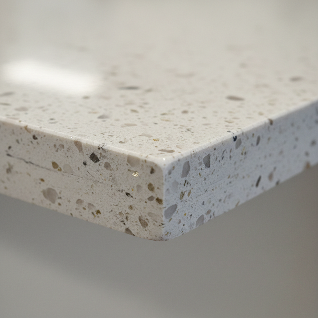 Quartz Countertops: Stay Strong and Look Great in 2026 1 Close-up of a quartz countertop surface showing non-porous finish and subtle aggregate for durability in a modern kitchen