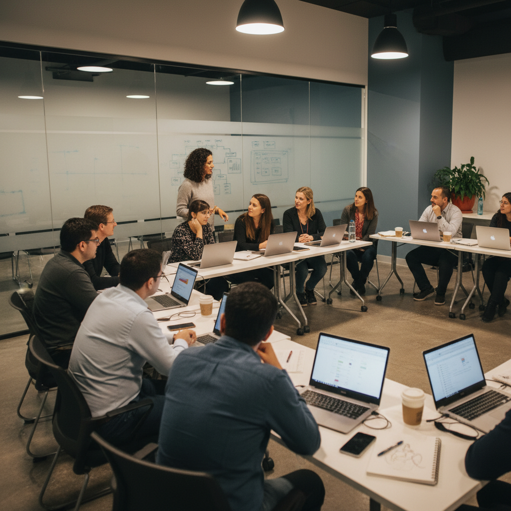 Weekend PMP training cohort in Mississauga practicing exam simulations with an instructor