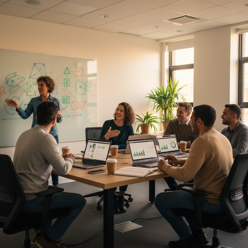 Weekend PMP training cohort in Mississauga collaborating on summaries and audit prep for a PMP application guide