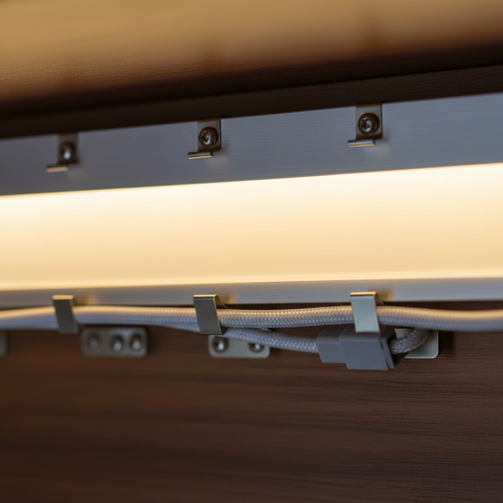 Kitchen Valance Lighting Solutions: Brighten Counters Without Glare 1 Close-up of LED strip in aluminum valance channel with frosted diffuser for kitchen valance lighting solutions