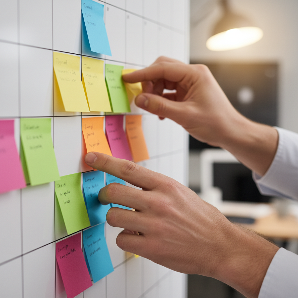 Automated blog generation editorial calendar close-up with color-coded planning for SEO content automation