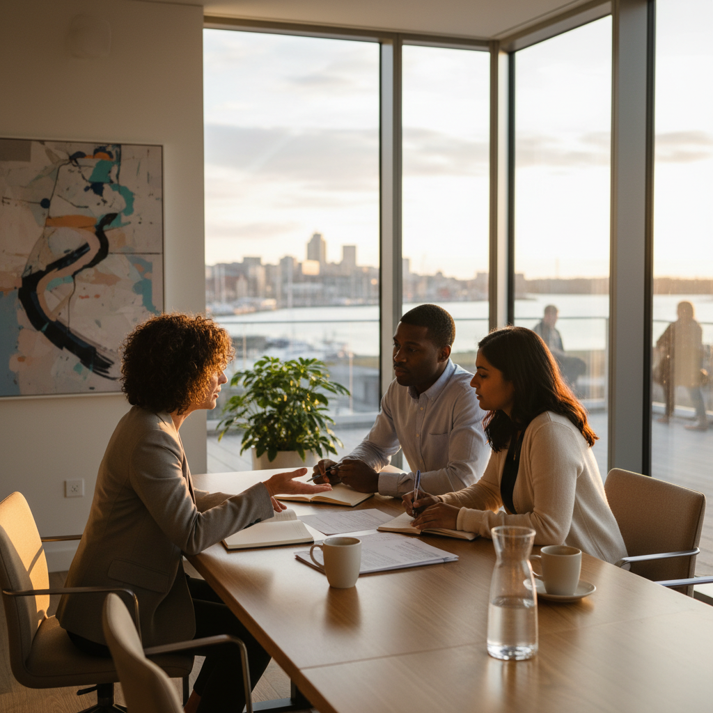 Insurance broker in Whitby reviewing bundled home and auto coverage options with clients
