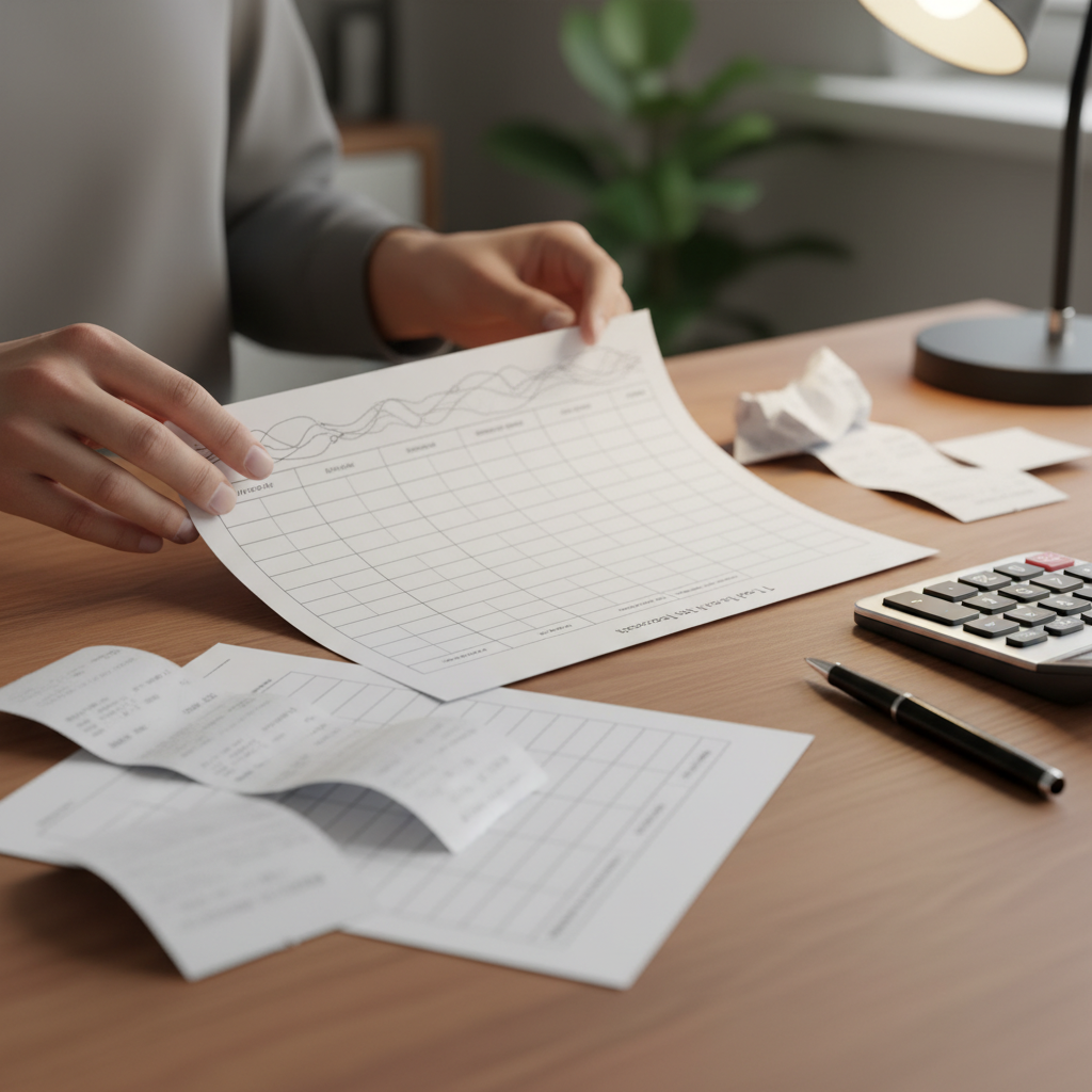 Close-up of cash flow forecast worksheet showing 13-week planning, invoices, and receipts organized for business cash flow management tips