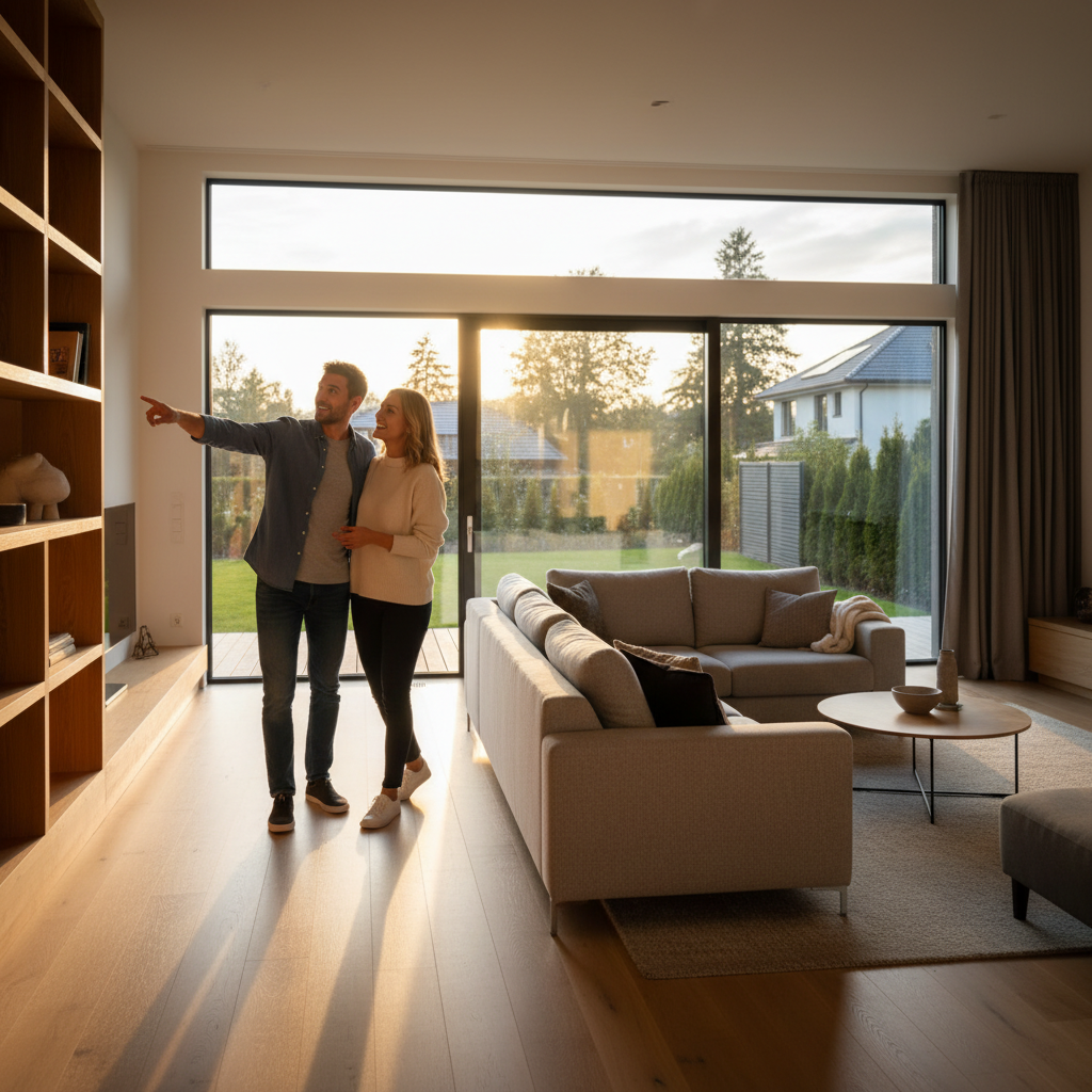 First-time homebuyers touring an open house to avoid common mistakes