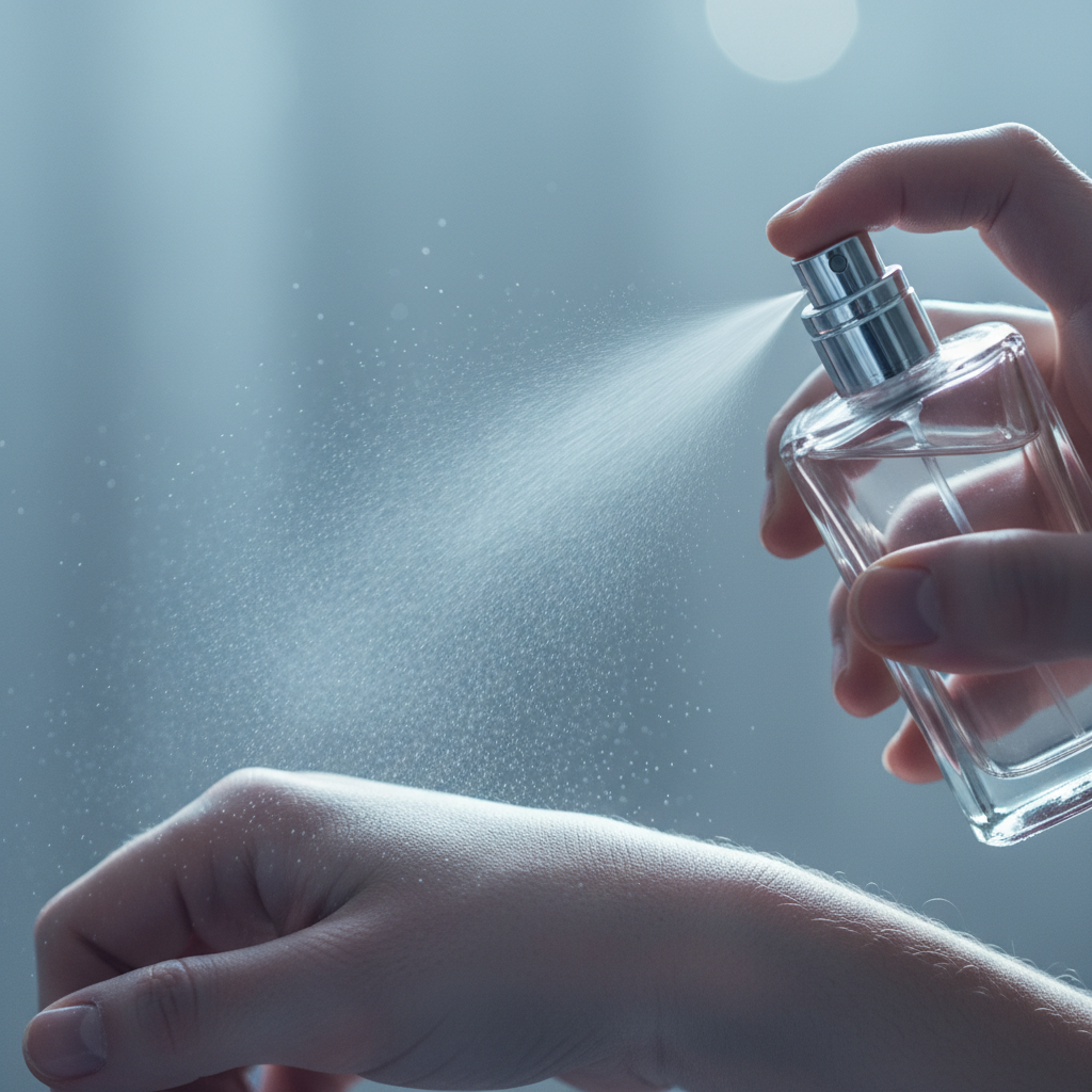 Close-up of perfume application to wrist pulse point for smarter fragrance matching