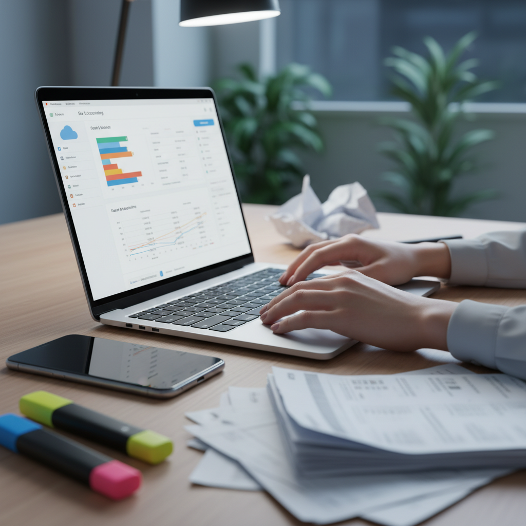 Close-up of bank reconciliation in cloud accounting as part of a small business accounting checklist